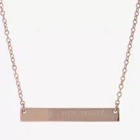 Silver Treasures 14K Rose Gold Over Silver 16 Inch Cable Bar Pendant Necklace