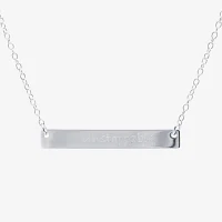 Silver Treasures Womens Sterling Silver Bar 16 Inch Pendant Necklace