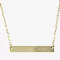 Silver Treasures Faith 14K Gold Over Silver 16 Inch Cable Bar Pendant Necklace