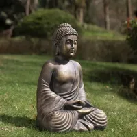 Glitzhome 19"H Mgo Meditating Buddha Figurine