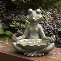 Glitzhome 14.25"H Bronze Mgo Yoga Frog Figurine