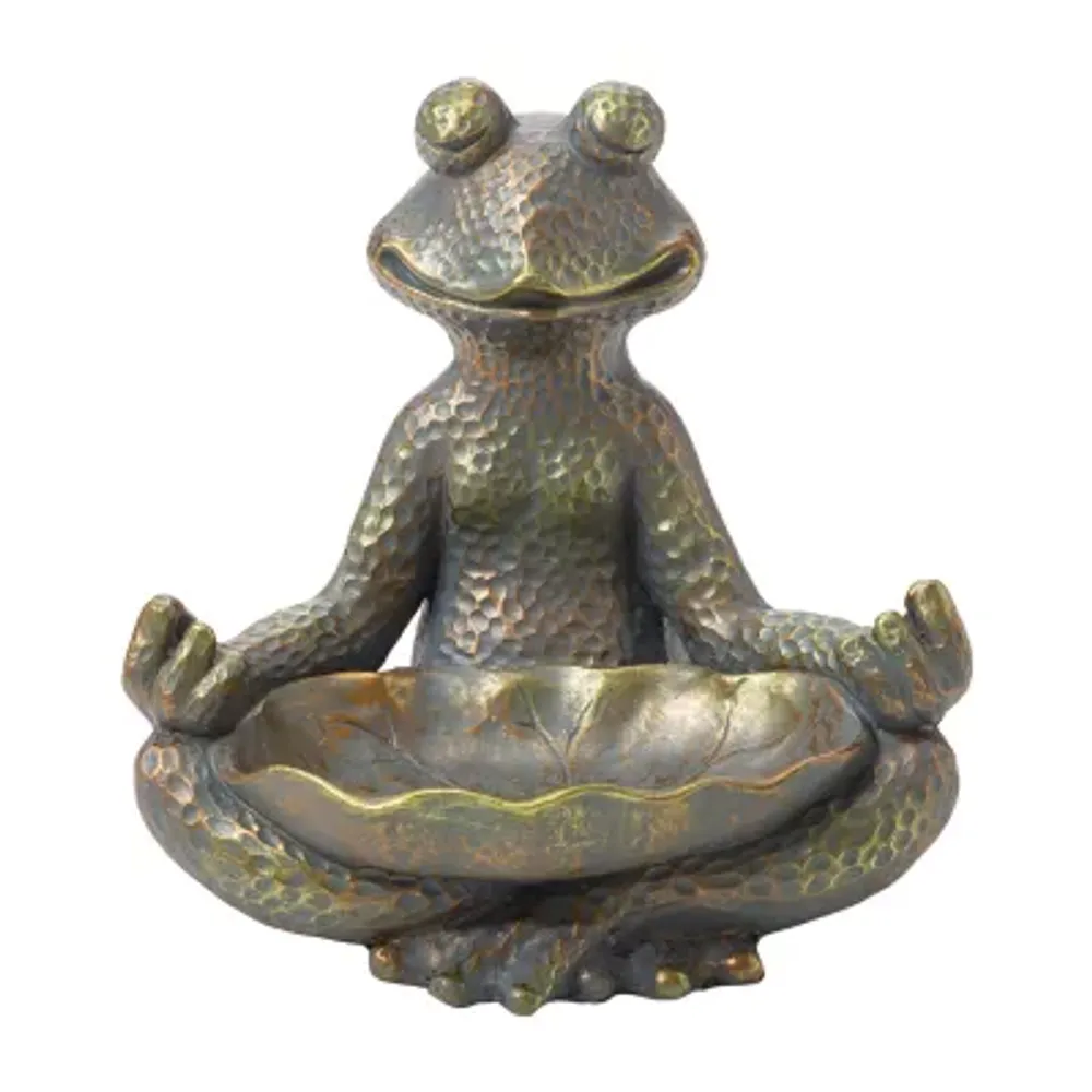 Glitzhome 14.25"H Bronze Mgo Yoga Frog Figurine