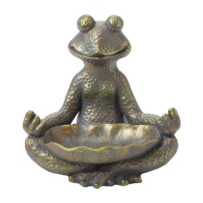 Glitzhome "14.25""H Bronze Mgo Yoga Frog" Figurine