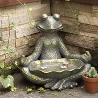 Glitzhome 14.25"H Bronze Mgo Yoga Frog Figurine