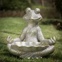 Glitzhome 14.25"H Bronze Mgo Yoga Frog Figurine