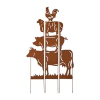 Glitzhome 3 Pieces Animals 3-pc. Metal Yard Stake