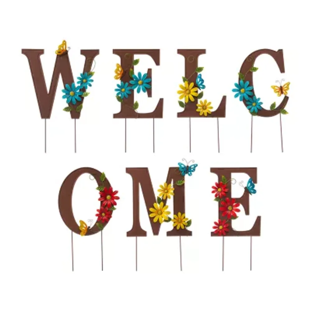 Glitzhome 7pc Metal Welcome 7-pc. Metal Yard Stake