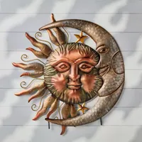 Glitzhome Metal Sun And Moon Metal Yard Stake