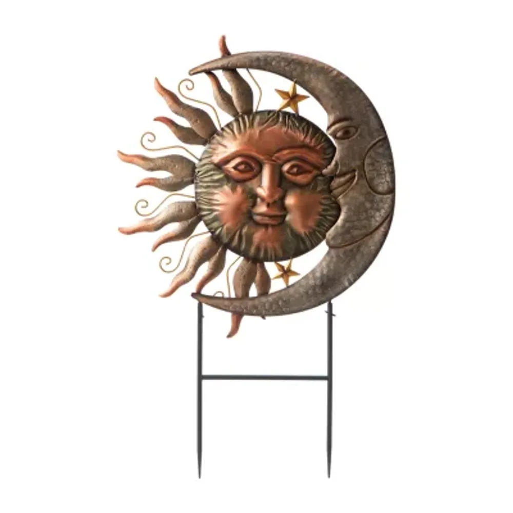 Glitzhome Metal Sun And Moon Metal Yard Stake