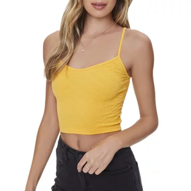 Forever 21 Cinched Womens Square Neck Short Sleeve Crop Top Juniors