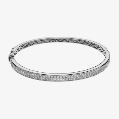 1 1/2 CT. T.W. Lab Created White Link Sapphire Sterling Silver Bangle Bracelet