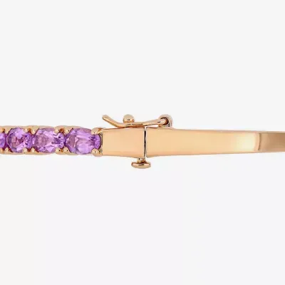 Genuine Purple Amethyst 18K Rose Gold Over Silver Bangle Bracelet