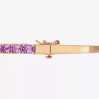 Genuine Purple Amethyst 18K Rose Gold Over Silver Bangle Bracelet