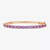 Genuine Purple Amethyst 18K Rose Gold Over Silver Bangle Bracelet