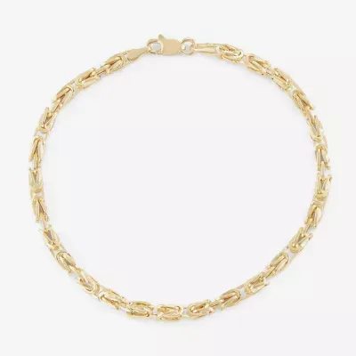 10K Gold 7.25 Inch Hollow Byzantine Chain Bracelet