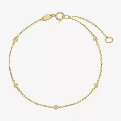 Womens 10K Gold 10 Inch Solid Cable Ankle Bracelet
