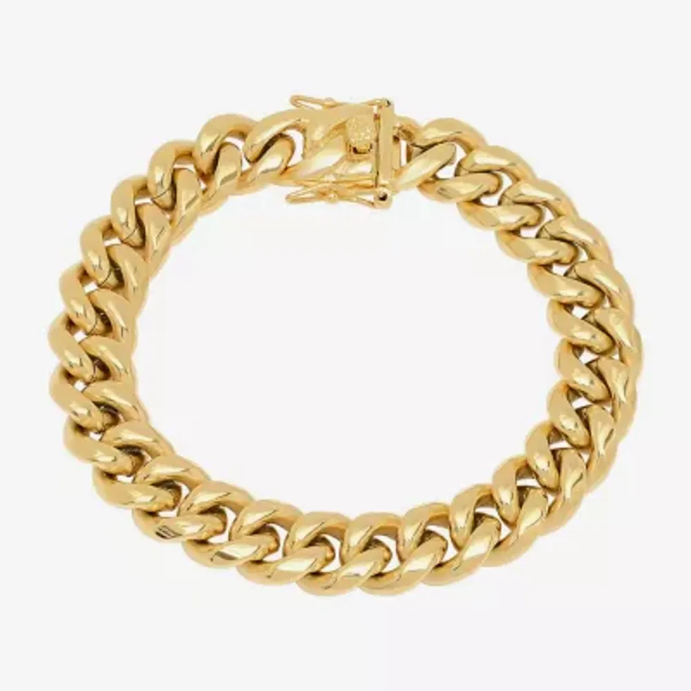 18K Gold Over Stainless Steel Semisolid Curb Chain Bracelet