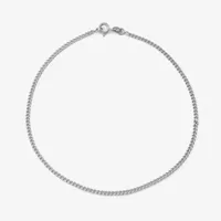 Sterling Silver 10 Inch Solid Curb Ankle Bracelet