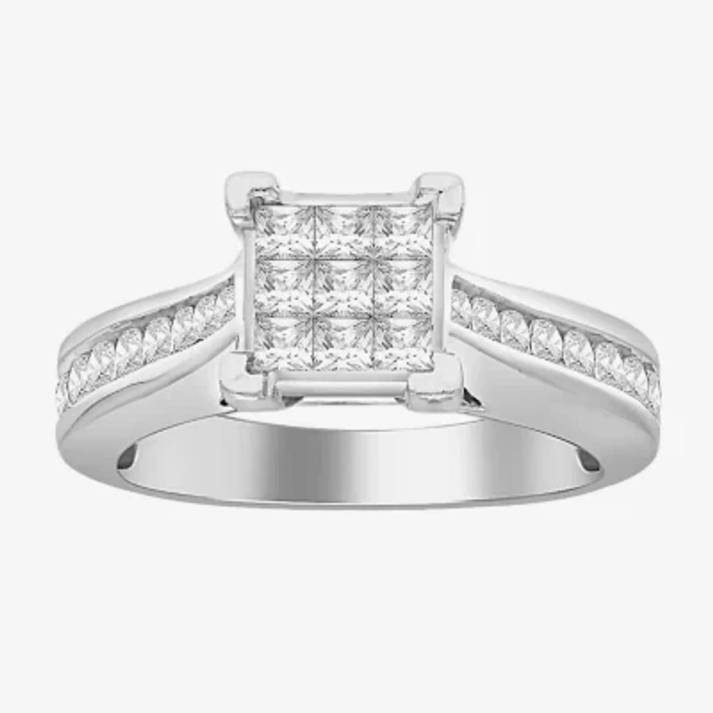 1 CT.T.W. Natural Diamond Engagement Ring 10K White Gold