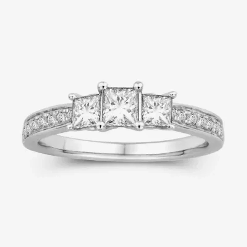 1 CT.T.W. Natural Diamond 14K White Gold Princess-Cut Ring