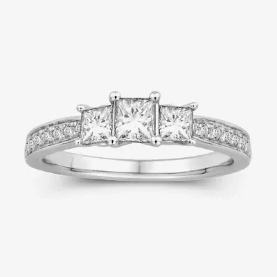 1 CT.T.W. Natural Diamond 14K White Gold Princess-Cut Ring