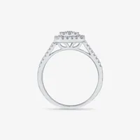 Womens / CT. T.W. Natural White Diamond 10K Gold Cushion Side Stone Halo Engagement Ring