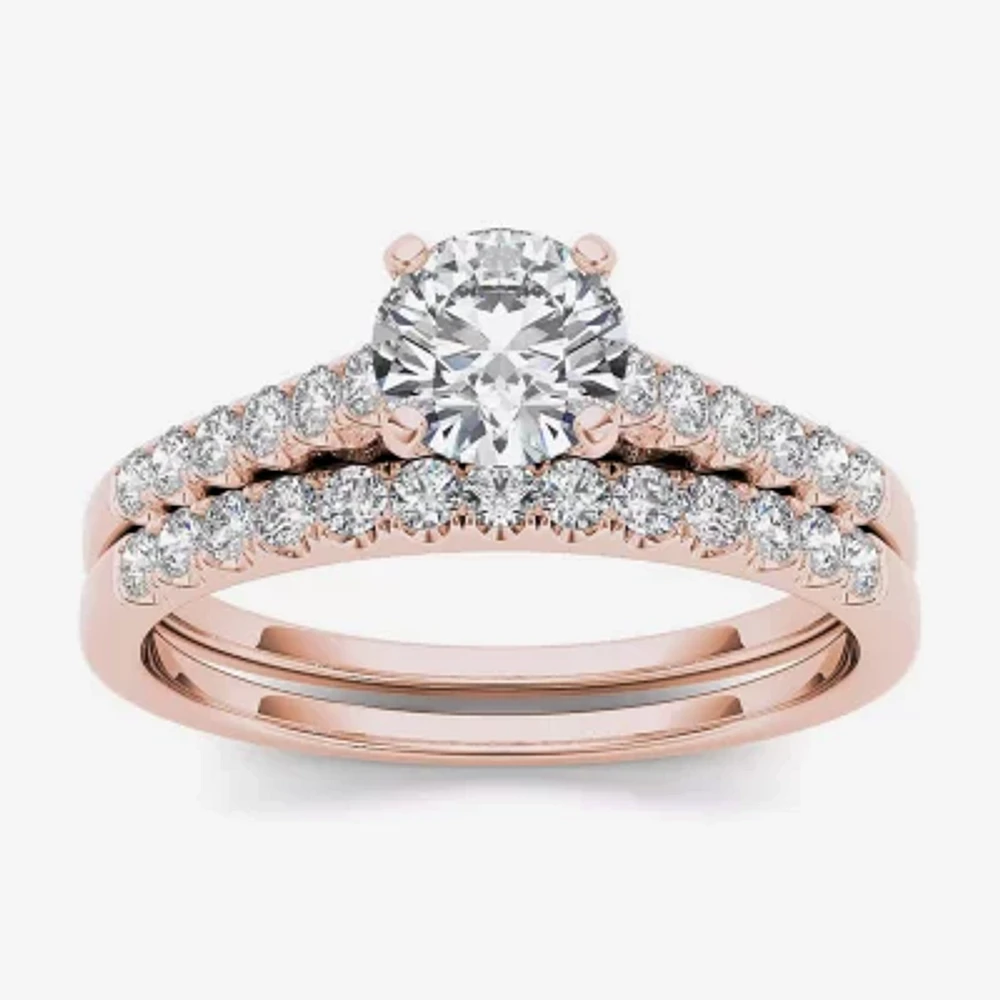 1 CT.T.W. Natural Diamond 10K Rose Gold Bridal Ring Set