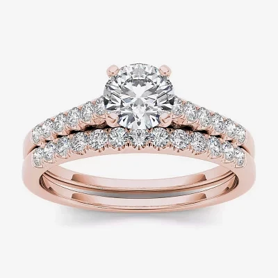 1 CT.T.W. Natural Diamond 10K Rose Gold Bridal Ring Set