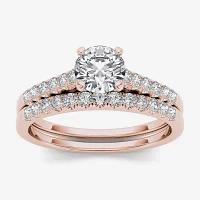 1 CT.T.W. Natural Diamond 10K Rose Gold Bridal Ring Set