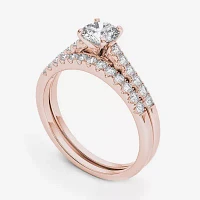 1 CT.T.W. Natural Diamond 10K Rose Gold Bridal Ring Set