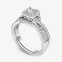 1 CT.T.W. Natural Diamond 14K White Gold Bridal Ring Set