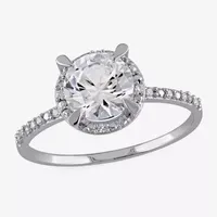 Modern Bride Gemstone Womens Diamond Accent Lab Created White Sapphire 10K Gold Engagement Ring