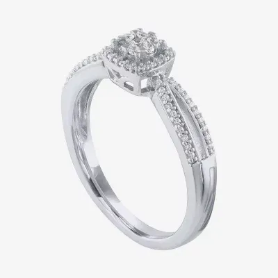 Promise My Love Womens 1/6 CT. T.W. Mined White Diamond Sterling Silver Cushion Ring