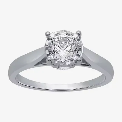 (H-I / I1) Womens 1 CT. T.W. Lab Grown White Diamond 10K Gold Round Solitaire Engagement Ring