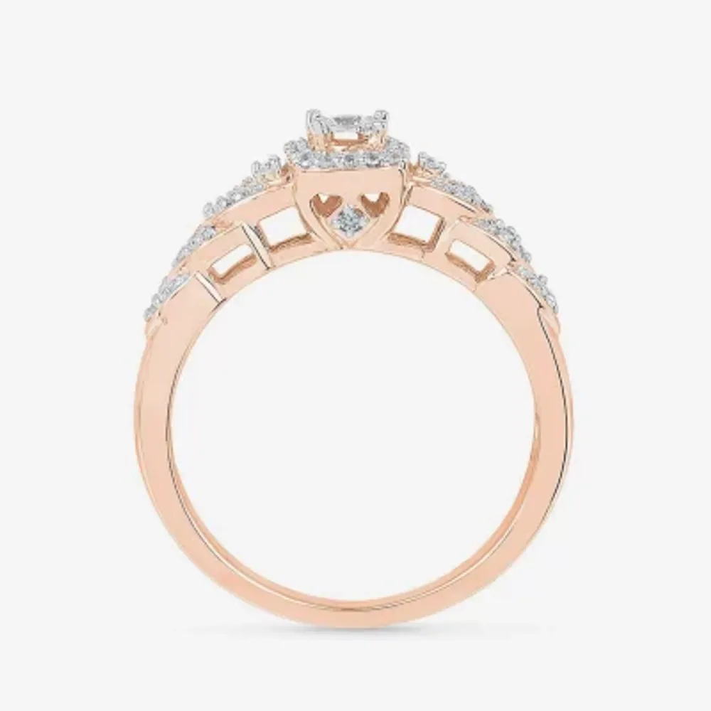 Promise My Love Womens 1/10 CT. T.W. Mined White Diamond 10K Rose Gold  Heart Promise Ring - JCPenney