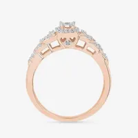 Promise My Love Womens 1/5 CT. T.W. Natural White Diamond 10K Gold Round Cushion Side Stone Halo Ring