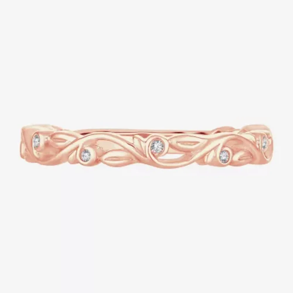 Diamond Accent Natural White 10K Rose Gold Wedding Band