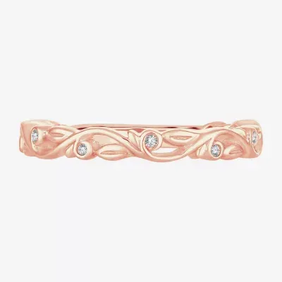 Diamond Accent Natural White 10K Rose Gold Wedding Band