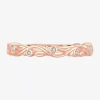 Diamond Accent Mined White 10K Rose Gold Wedding Band