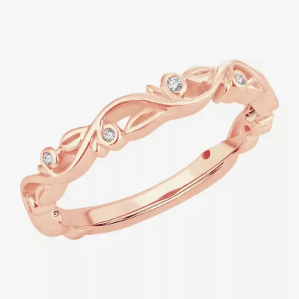 Diamond Accent Natural White 10K Rose Gold Wedding Band