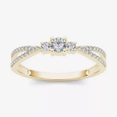 1/ CT.T.W. Natural Diamond 10K Yellow Gold 3-Stone Engagement Ring