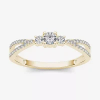 1/ CT.T.W. Natural Diamond 10K Yellow Gold 3-Stone Engagement Ring