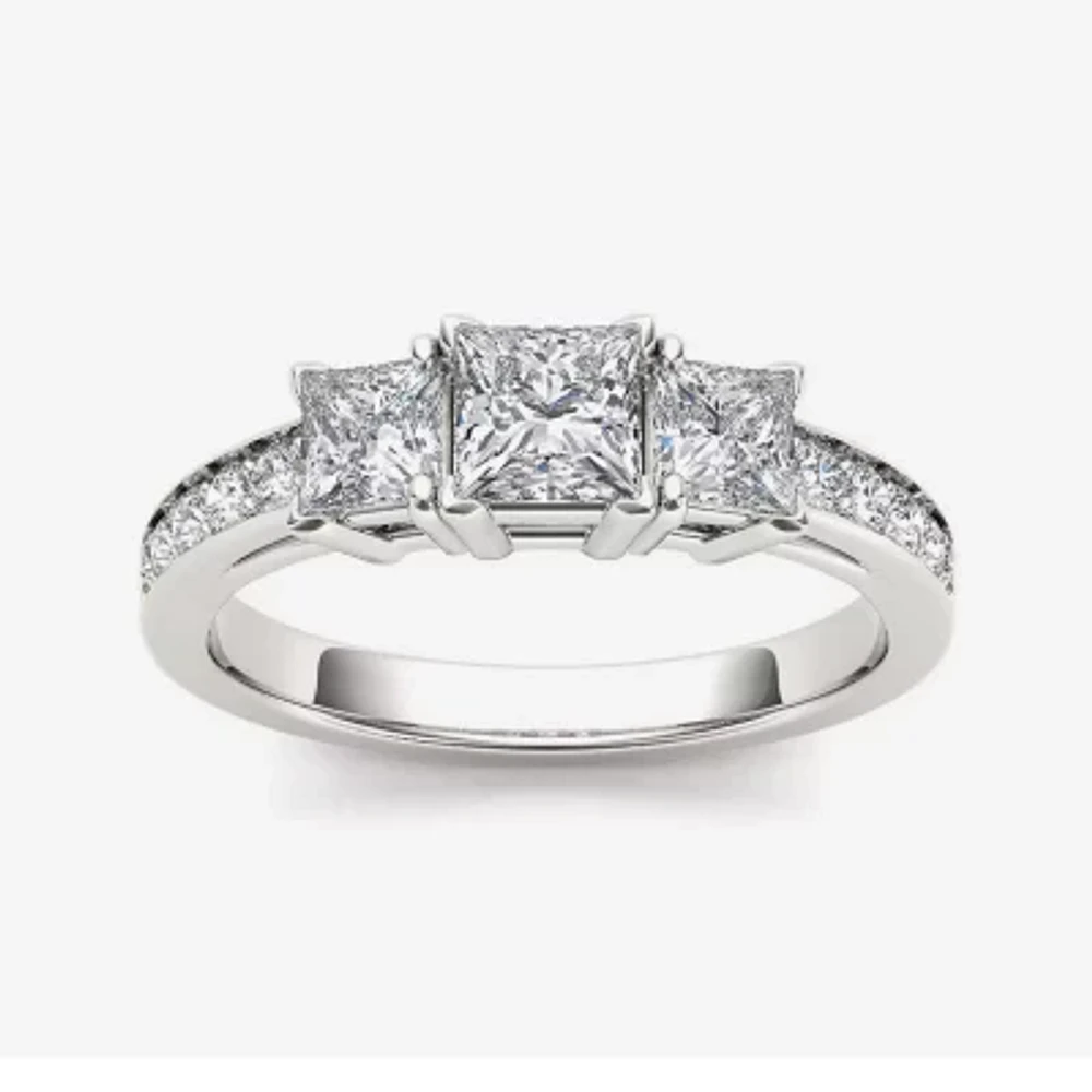 2 CT.T.W. Natural Diamond 14K White Gold 3-Stone Engagement Ring