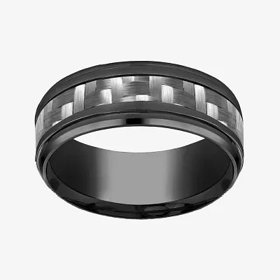 Mens Comfort Fit 9mm Black Titanium Inlay Wedding Band