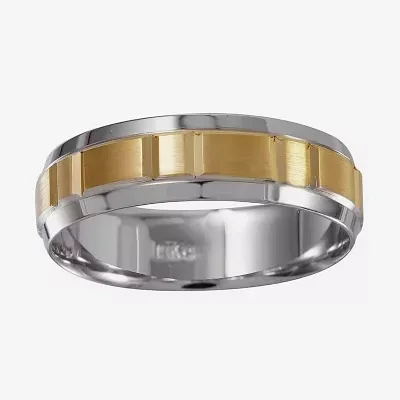 Mens 6mm 10K Two-Tone Gold Wedding Band