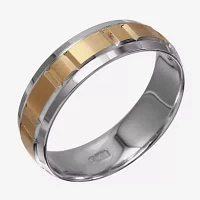 Mens 6mm 10K Two-Tone Gold Wedding Band