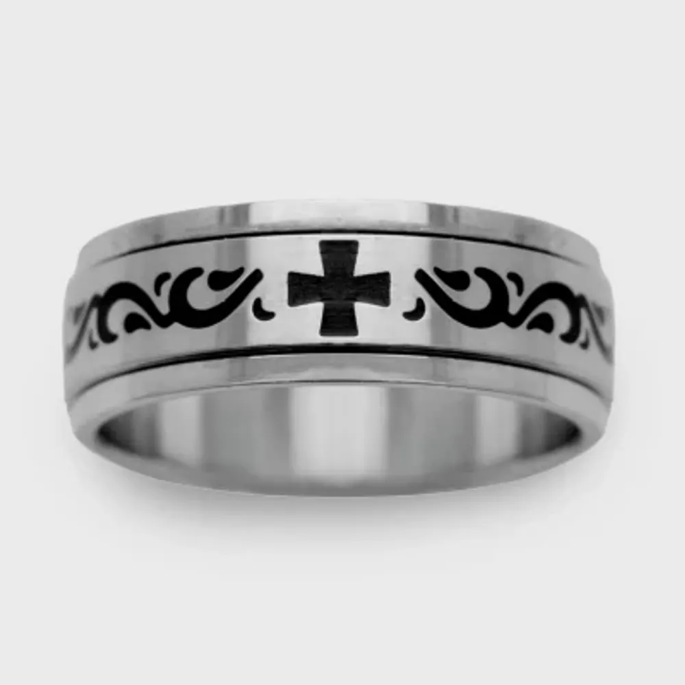 6MM Stainless Steel Cross Wedding Band