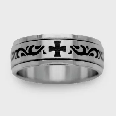 6MM Stainless Steel Cross Wedding Band