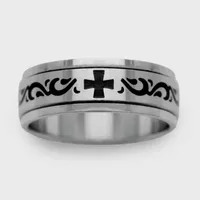 6MM Stainless Steel Cross Wedding Band