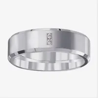 5MM Diamond Accent Natural White Diamond Titanium Wedding Band